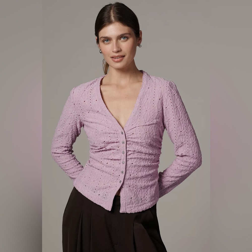 Maeve Textured Eyelet Top Size S